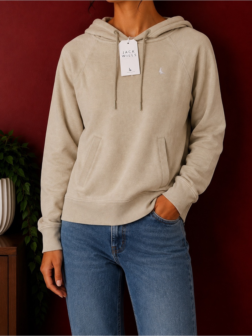 Brand New Jack Wills Pheasant Logo Pullover Hoodie Sage Green - US 2
